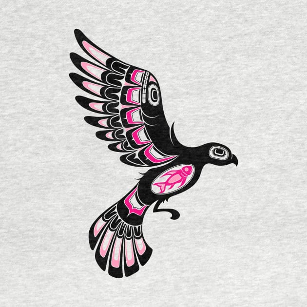 Pink and Black Haida Spirit Flying Bird by jeffbartels